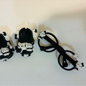 Labubu handmade hello Kitty charmed out shoes & glasses black fun cute gift